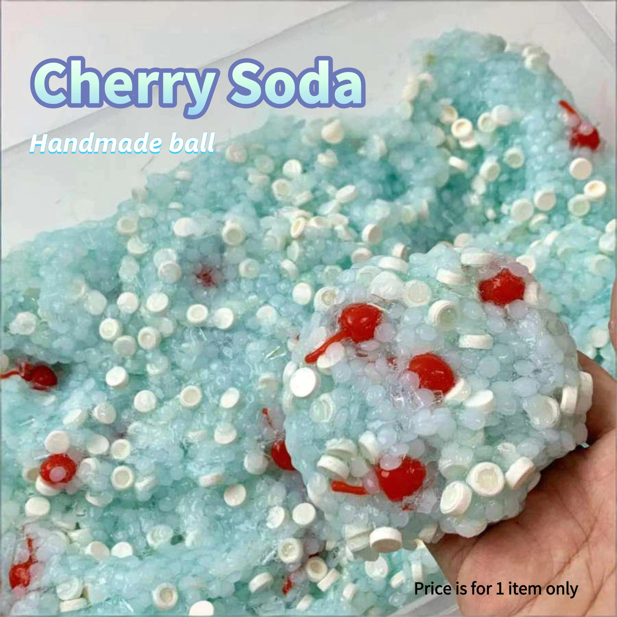 Cherry Soda Slow-Rising Squishy Ball – Handmade ASMR Stress Relief Squeeze Toy, 6cm