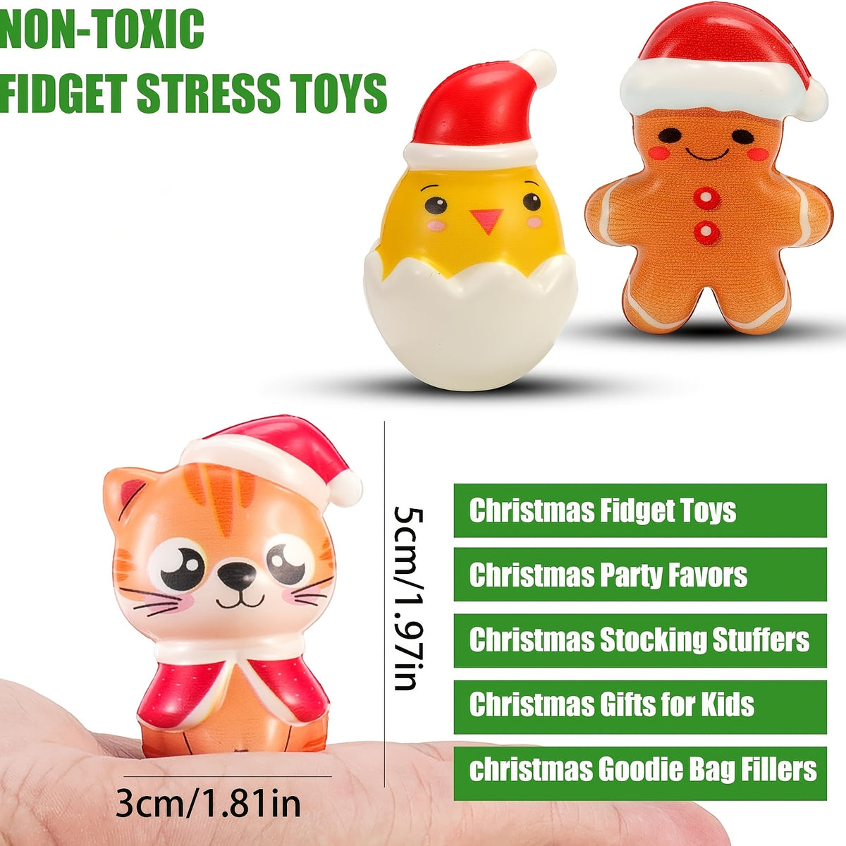 Cute Christmas Slow-Rising PU Squishy Toys, Holiday Stocking Stuffers Fidget Toy for Stress Relief Gift