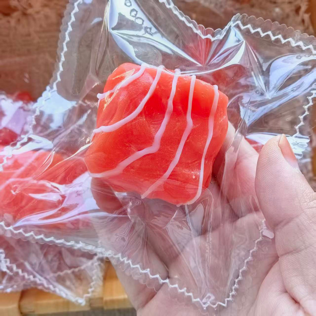 Glow-in-the-Dark Salmon Silicone Squishy Toy, Realistic Sashimi Fidget Stress Relief Gift