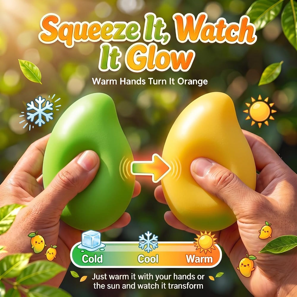 Handmade Color-Changing Mango Squishy Toy, Crunchy Stress Relief Fidget Novelty Gift