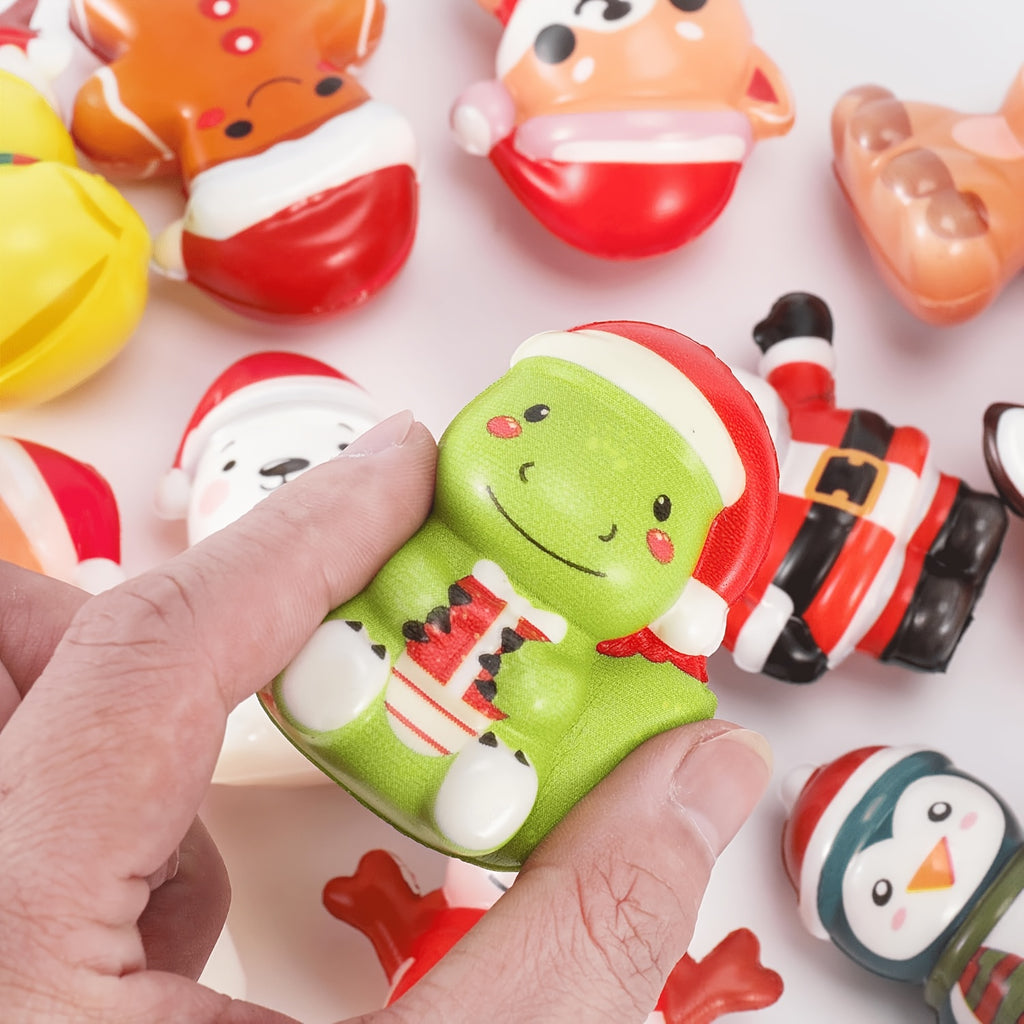 Cute Christmas Slow-Rising PU Squishy Toys, Holiday Stocking Stuffers Fidget Toy for Stress Relief Gift
