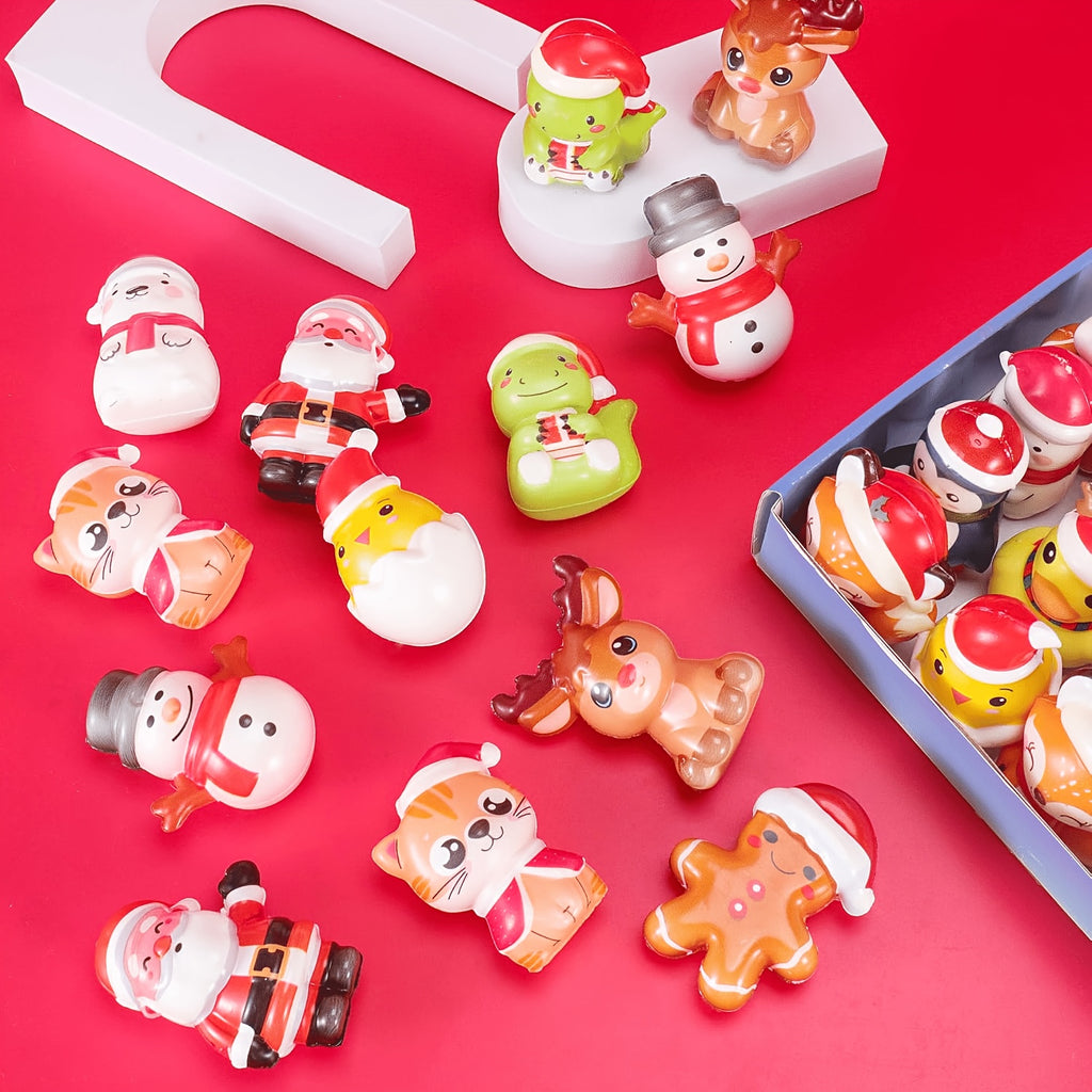 Cute Christmas Slow-Rising PU Squishy Toys, Holiday Stocking Stuffers Fidget Toy for Stress Relief Gift