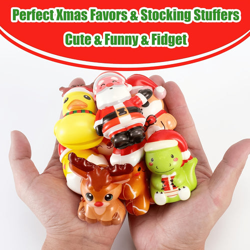 Cute Christmas Slow-Rising PU Squishy Toys, Holiday Stocking Stuffers Fidget Toy for Stress Relief Gift