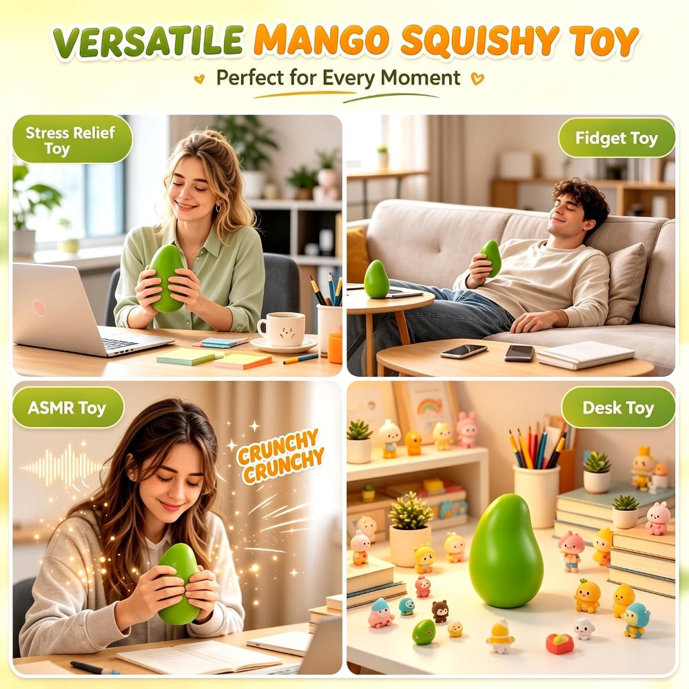 Handmade Color-Changing Mango Squishy Toy, Crunchy Stress Relief Fidget Novelty Gift