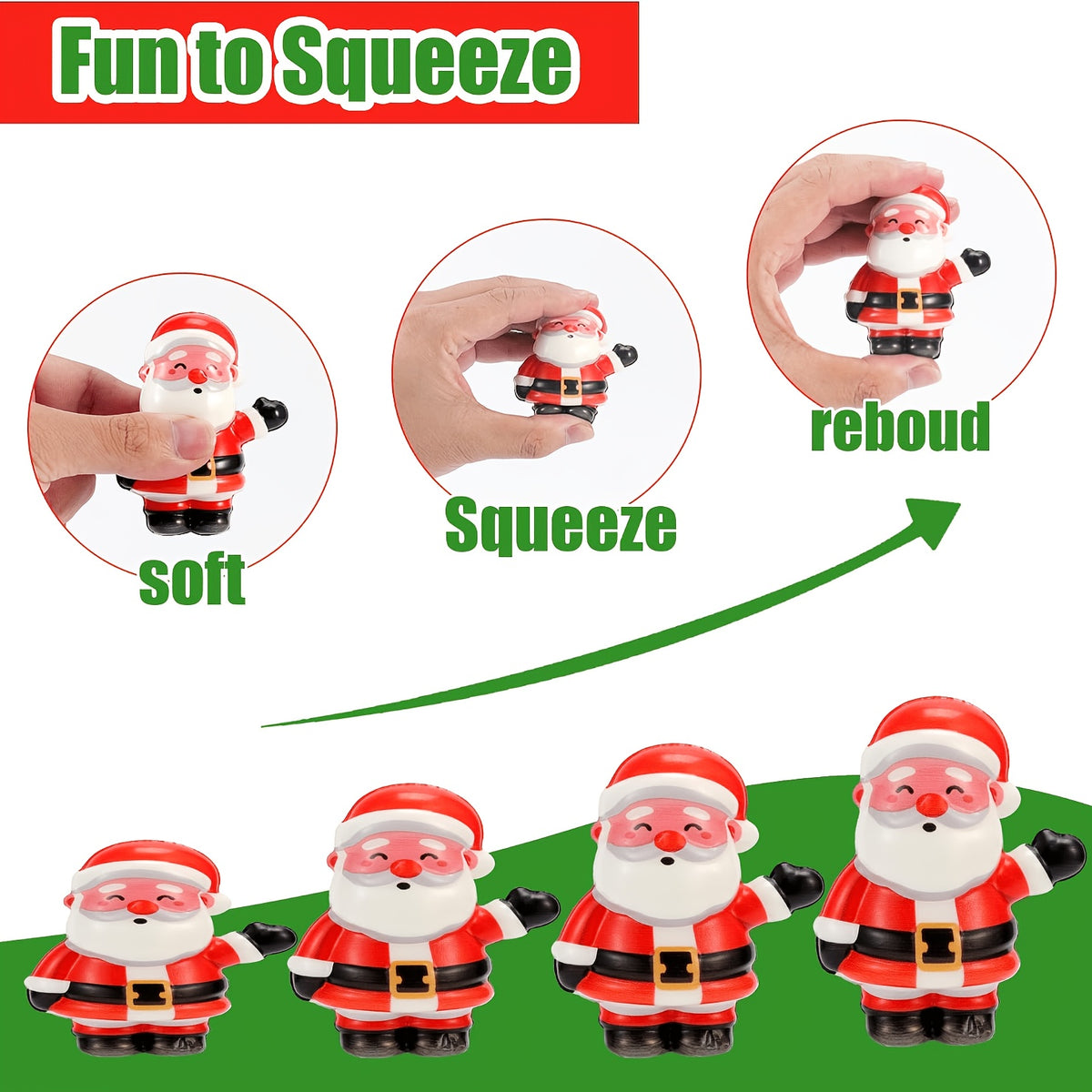 Cute Christmas Slow-Rising PU Squishy Toys, Holiday Stocking Stuffers Fidget Toy for Stress Relief Gift