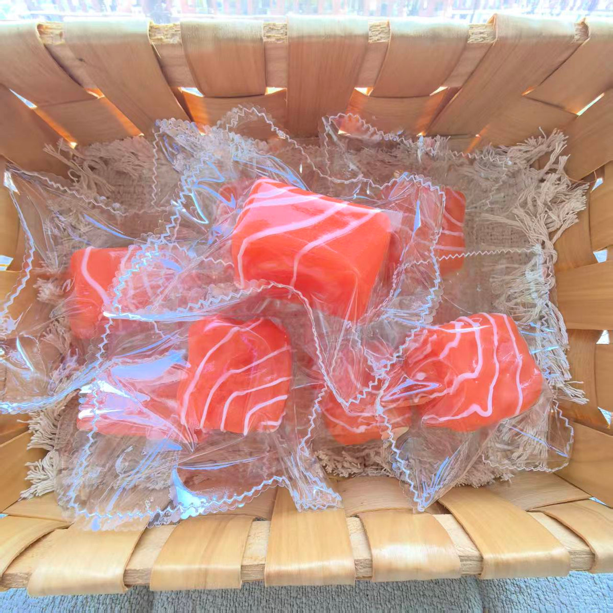 Glow-in-the-Dark Salmon Silicone Squishy Toy, Realistic Sashimi Fidget Stress Relief Gift