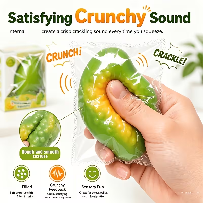 Handmade Color-Changing Mango Squishy Toy, Crunchy Stress Relief Fidget Novelty Gift