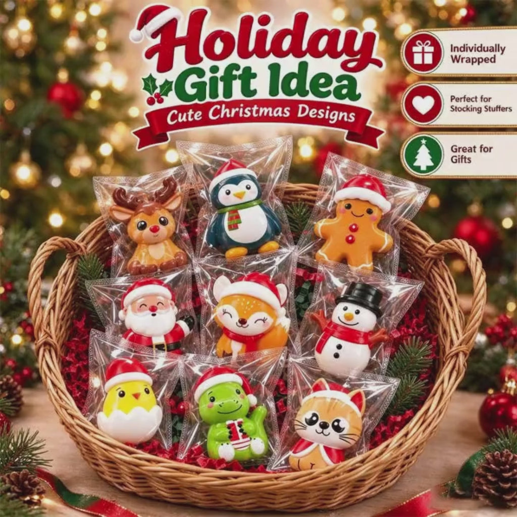 Cute Christmas Slow-Rising PU Squishy Toys, Holiday Stocking Stuffers Fidget Toy for Stress Relief Gift
