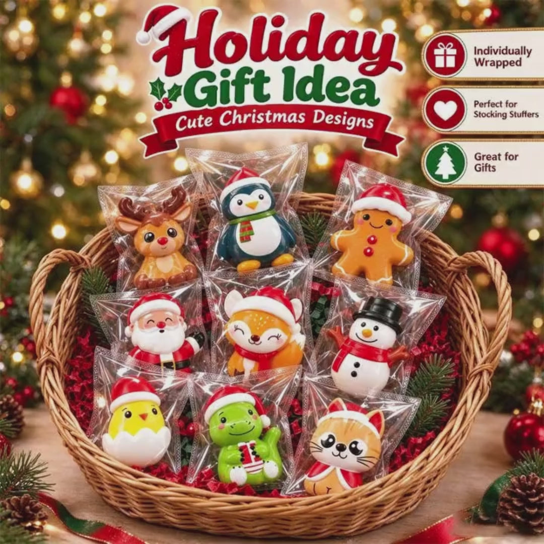 Cute Christmas Slow-Rising PU Squishy Toys, Holiday Stocking Stuffers Fidget Toy for Stress Relief Gift